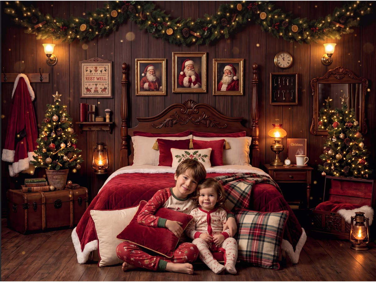 Fond photo d'angle La Chambre du Pere Noel – chambre du Père Noël avec lit en coin et parquet | Colors&Drops