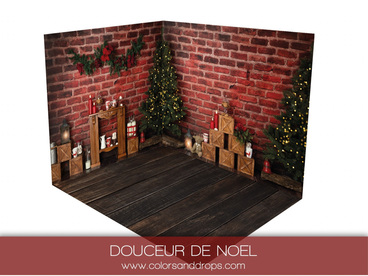 Fond photo d'angle Douceur de Noel – mur en brique rouge de Noël | Colors&Drops