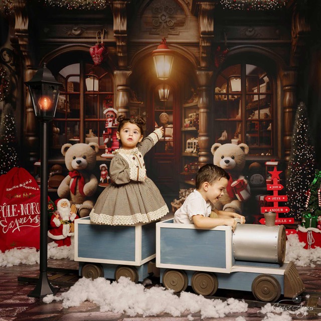Devanture de magasin décorée pour noël, Fond photo