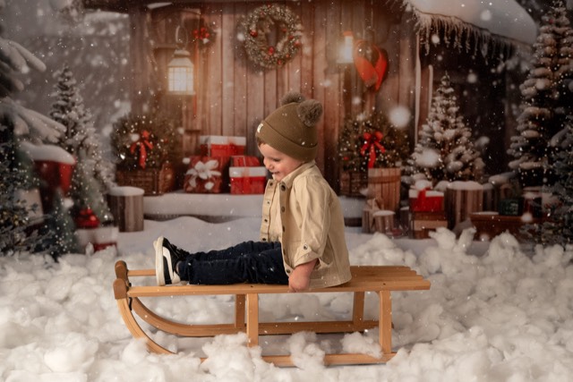 Chalet enneigé, Décor de Noël, Fond photo