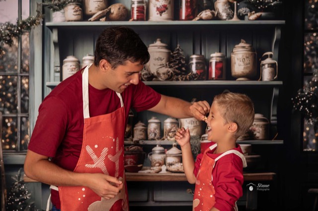 Etagrère de cuisne verte, Patisserie de Noël, Fond photo