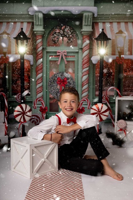 Devanture de magasin de bonbon, Décorarion de Noël, Fond photo